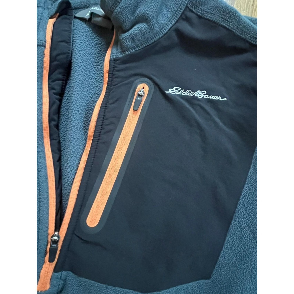Eddie Bauer Men's Fleece 1/4 Zip‎ Pullover Sweater Size S Gray Orange Accent - Picture 2 of 5